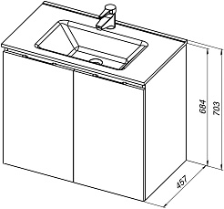 Aquanet Мебель для ванной Алвита New 70 2 дверцы подвесная серая матовая – фотография-13